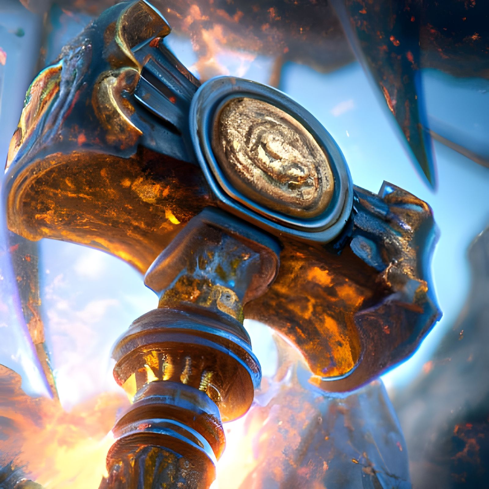 Detailed Hammer with Swirling Lights in Fantasy Art