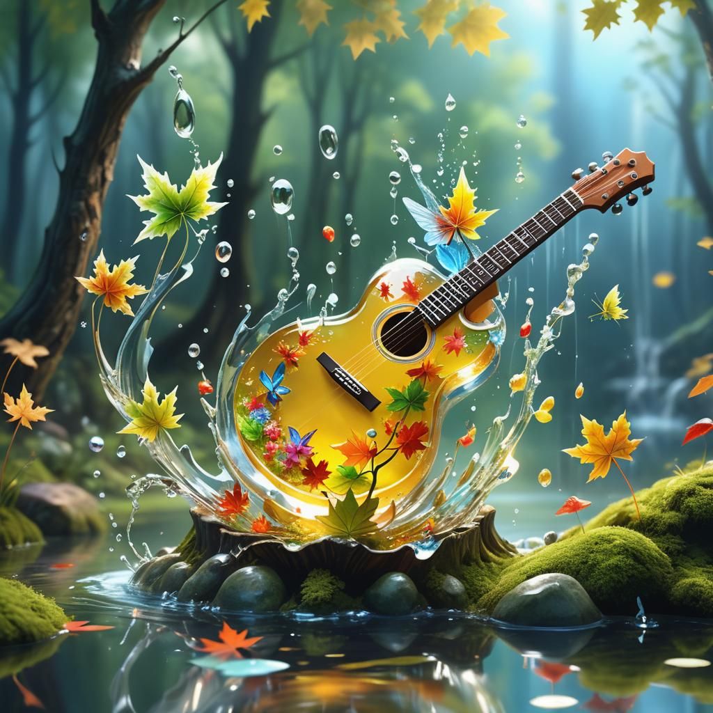 Guitar,water