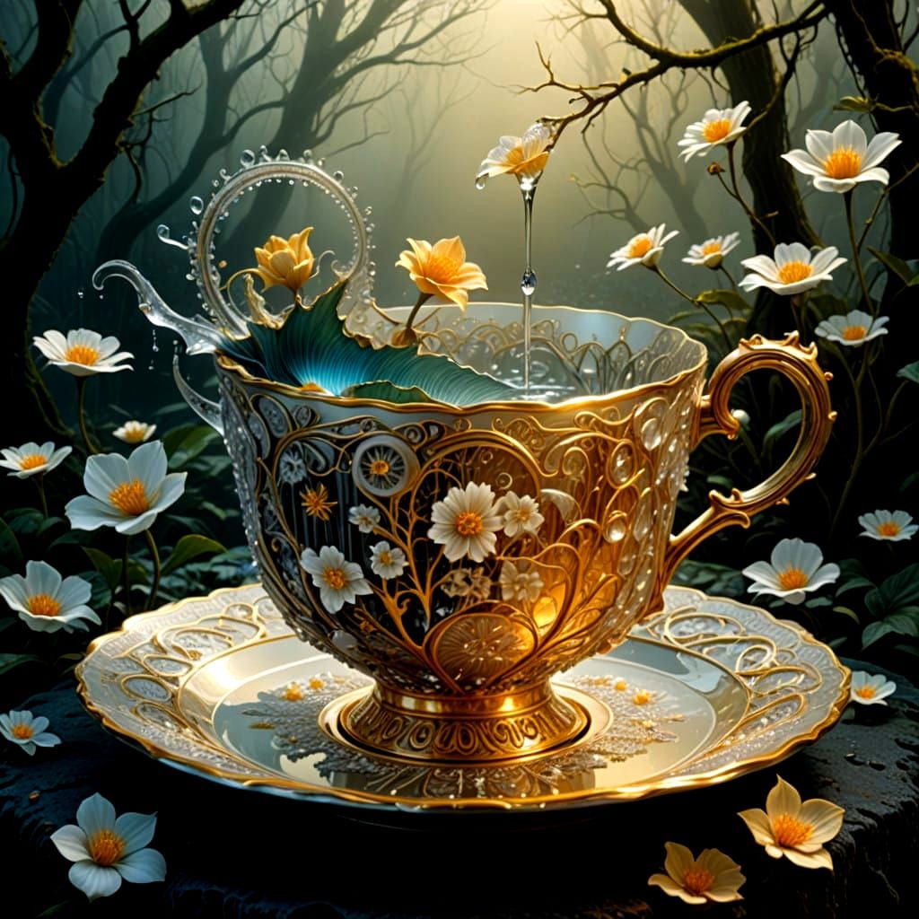 Icy Teacup Melting in Slow Motion