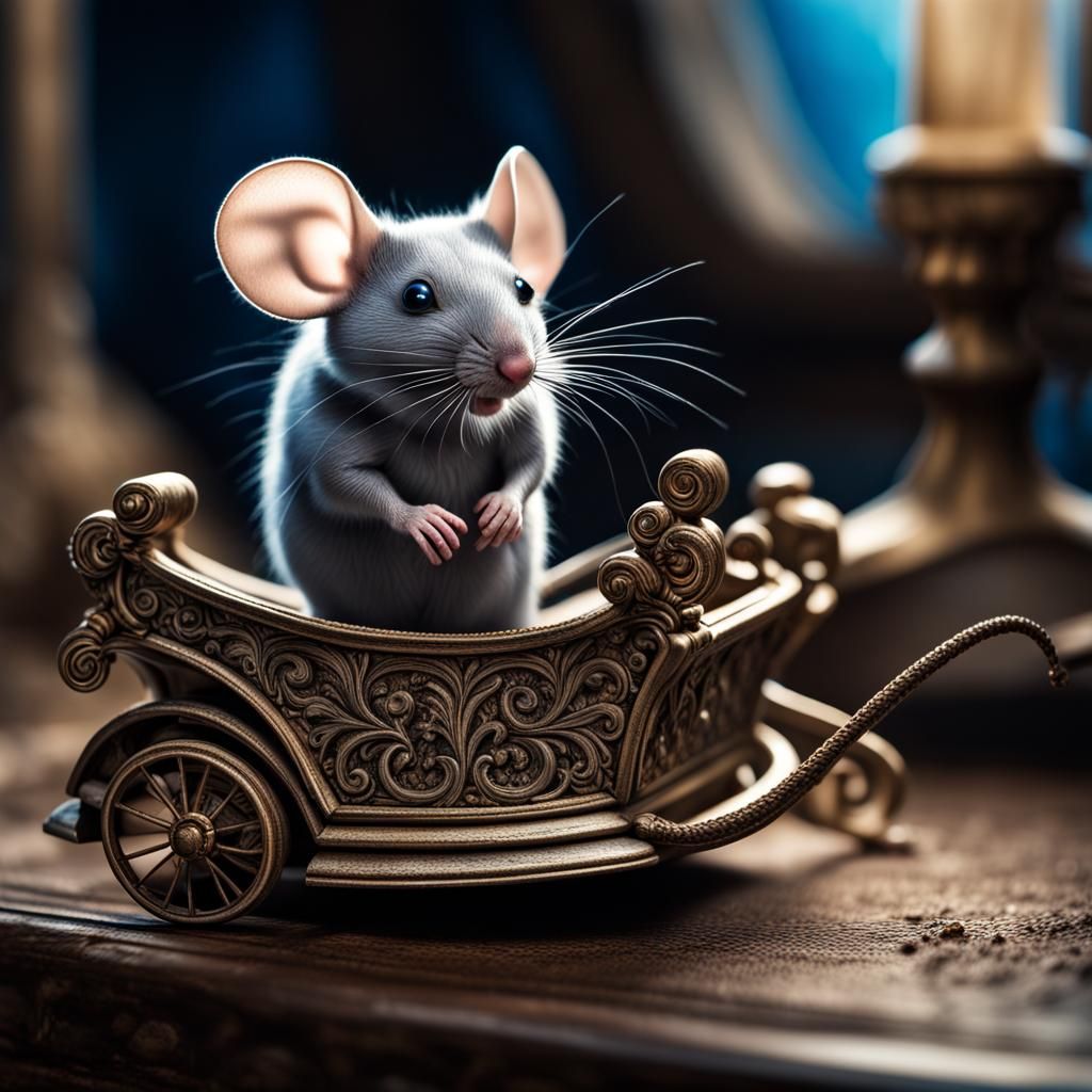 Mouse as Cinderella in Hyperrealistic Detail