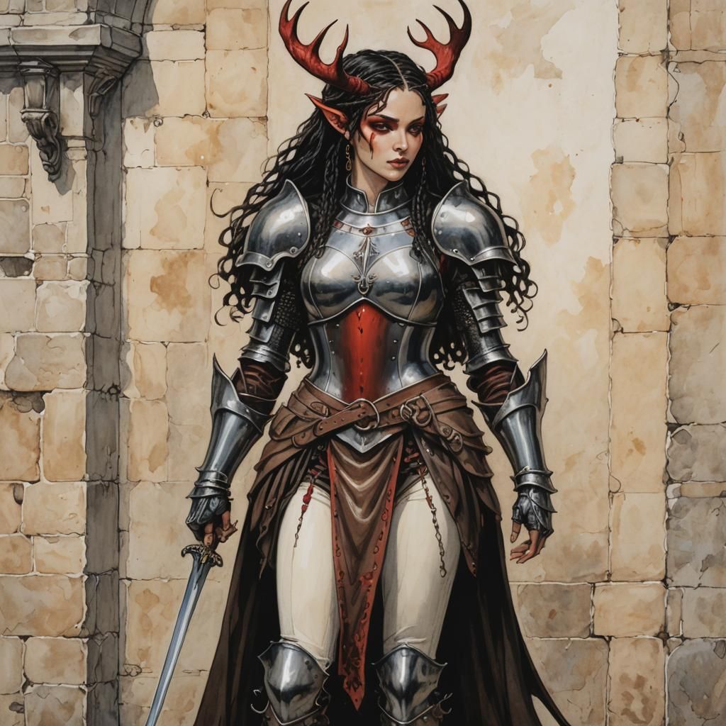 Fairy Knight Portrait in Milo Manara Style