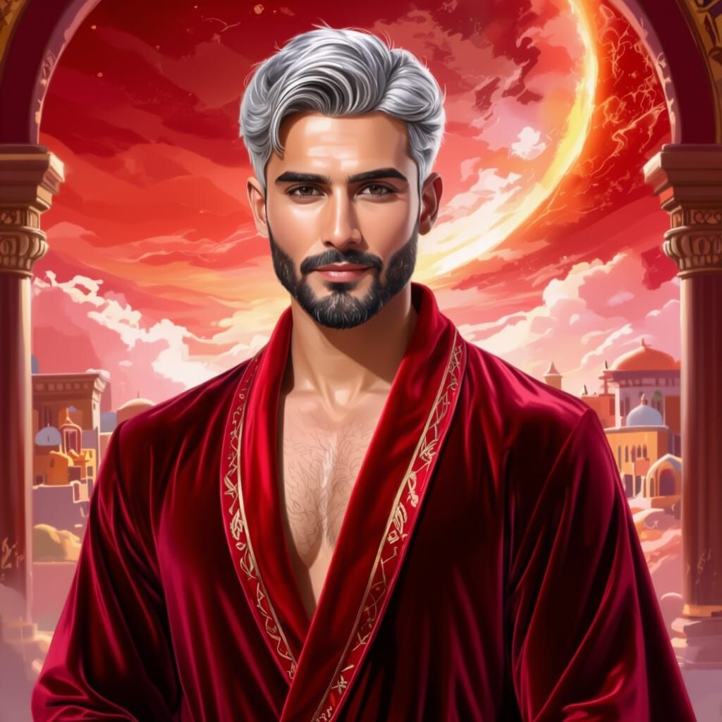 Handsome Man in Velvet Bathrobe Impressionist Portrait