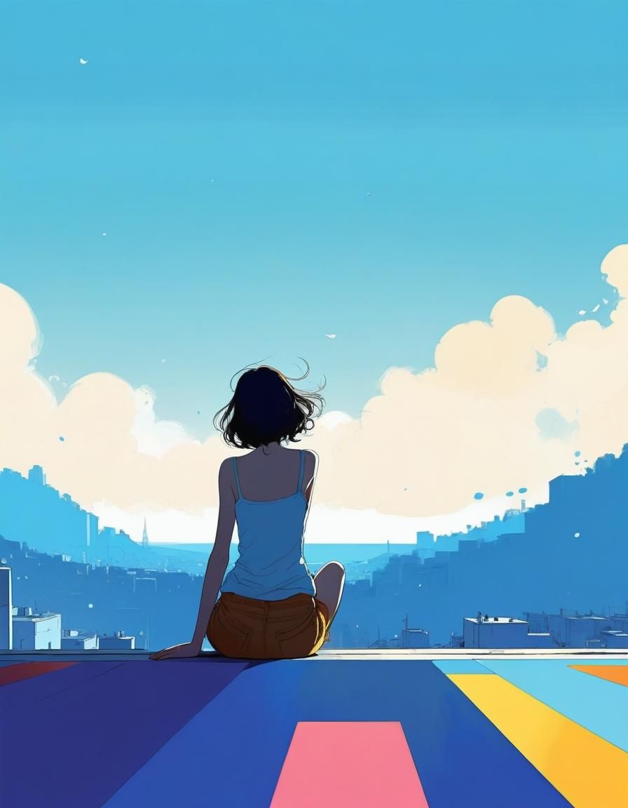 Abstract Sky Cartoon in Cel-Shaded Style