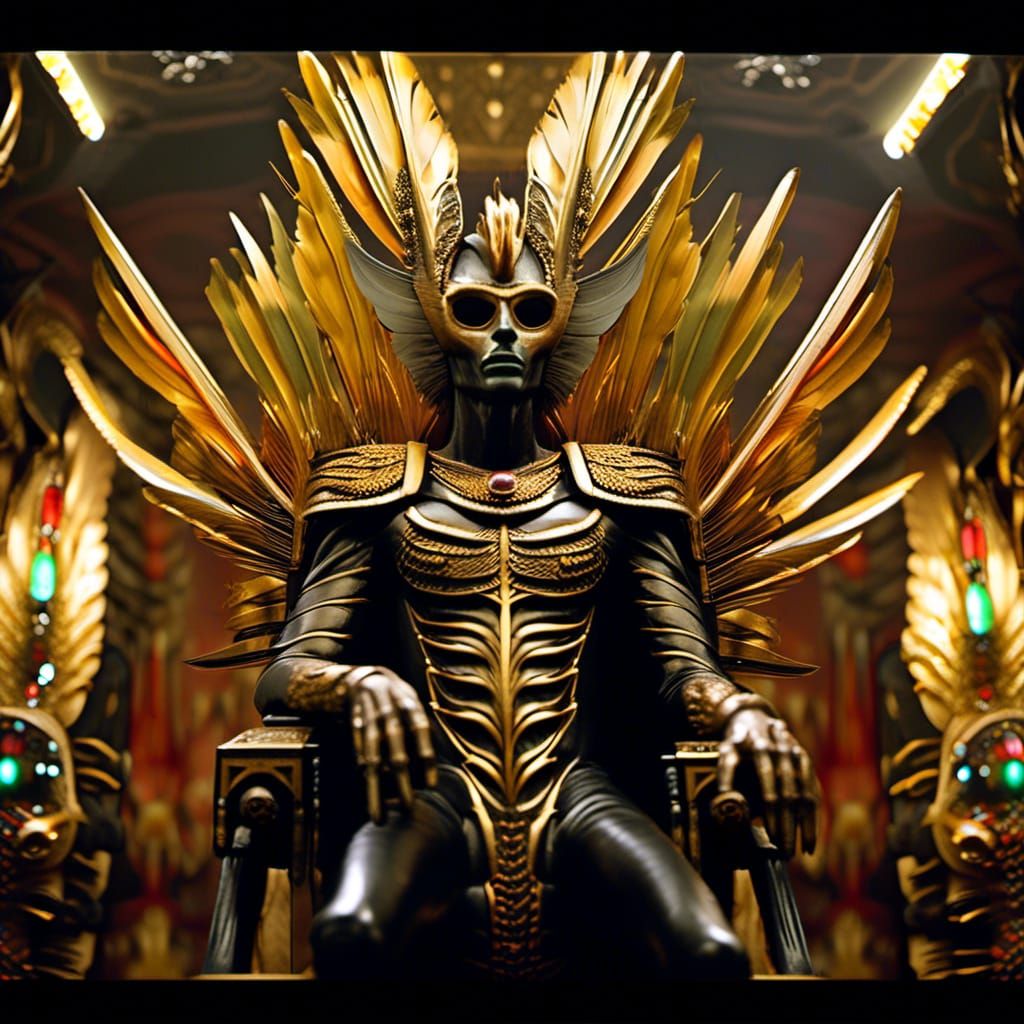 Bejeweled Bird-Man Alien in Ancient Egyptian Style