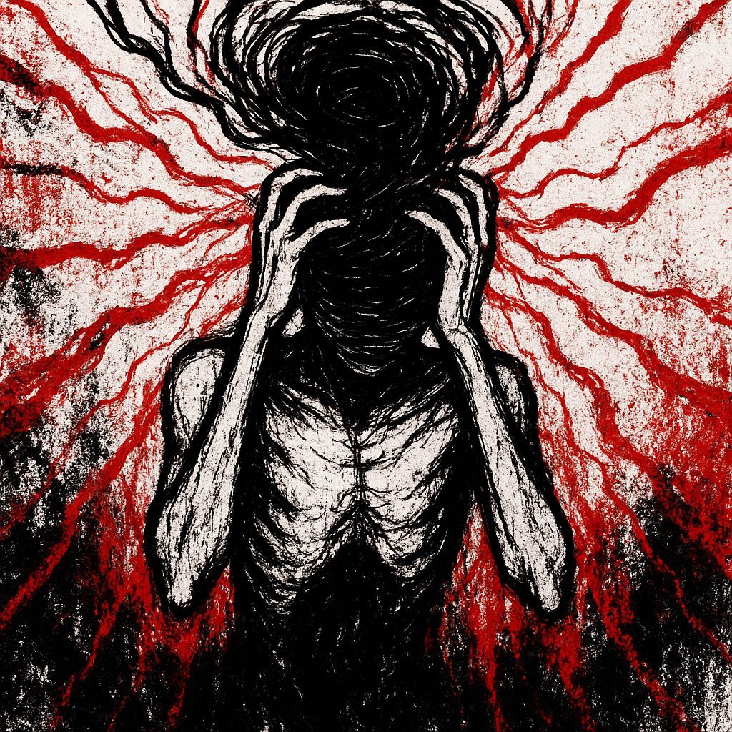 Abstract Dysphoria: A Non-Human Representation in Red, White...