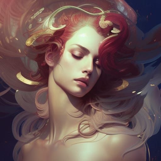 Aries Zodiac Woman Portrait in Digital Art Style