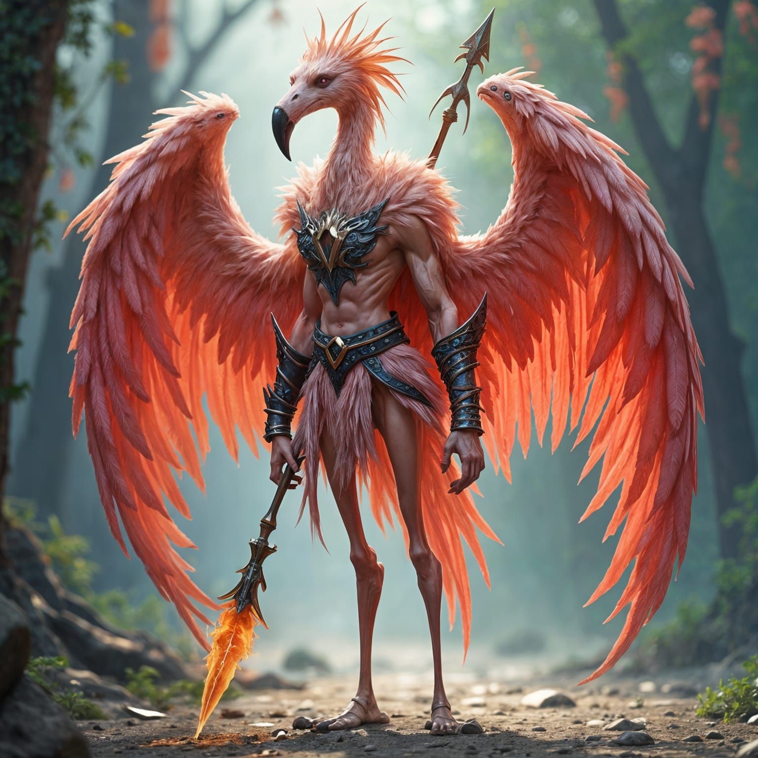Sir Therion Feathershade: A Humanoid Flamingo Character