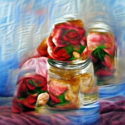 Impressionistic Oil Painting of Pickled Roses