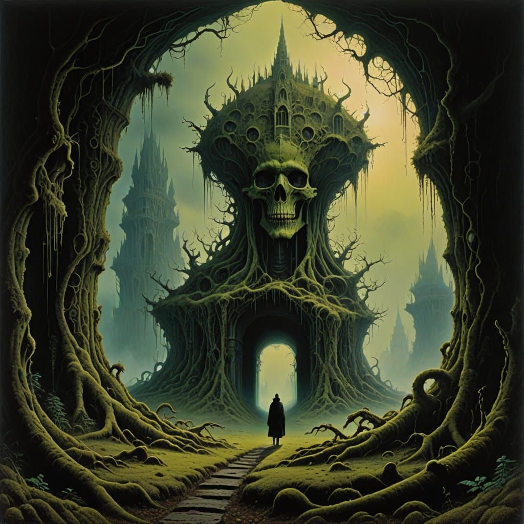 Mystical Forest Emporium in Dark, Surrealist Style