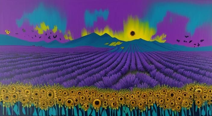 Eerie Creatures Emerge in Abstract Expressionist Meadow