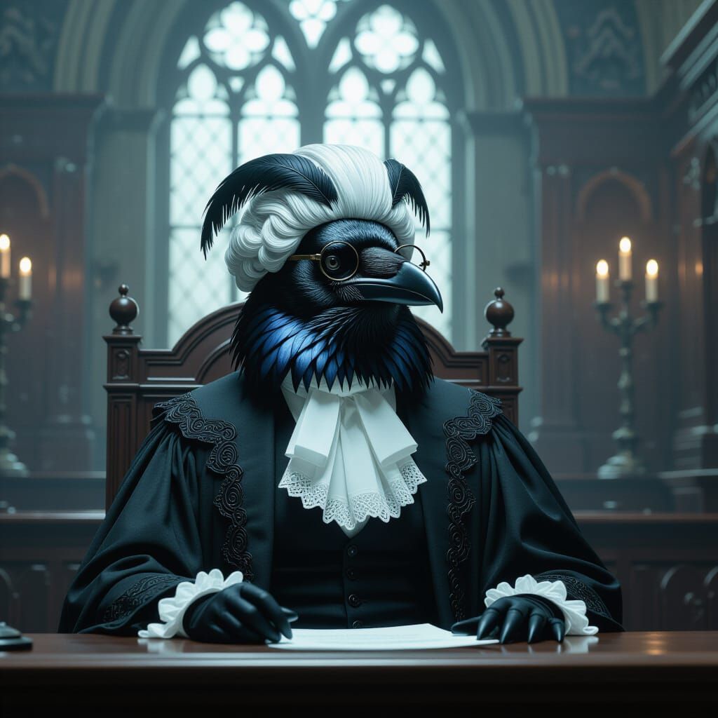 Raven Barrister Addresses Court in Gothic Tim Burton Style