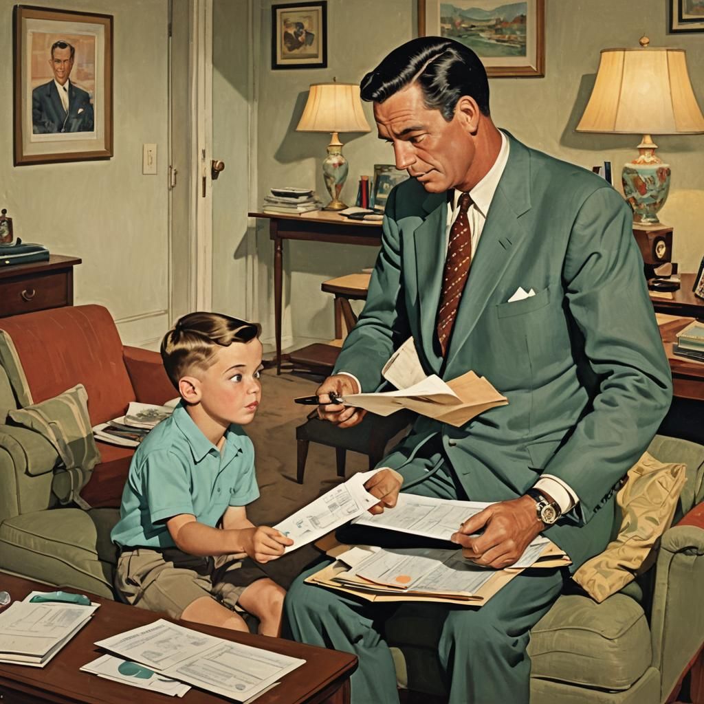 1950s American Father Reviews Report Card: Abstract Art