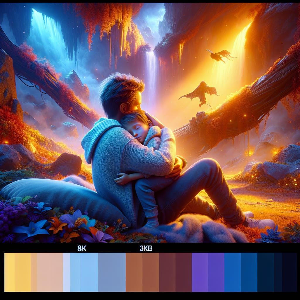 Parental Love: Child Rests in Tender Embrace