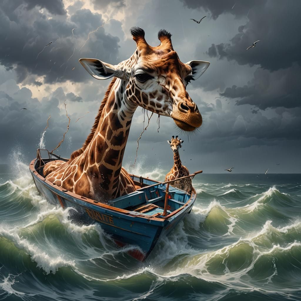 Hyperrealistic Boat by Drowned Giraffe Splash Art