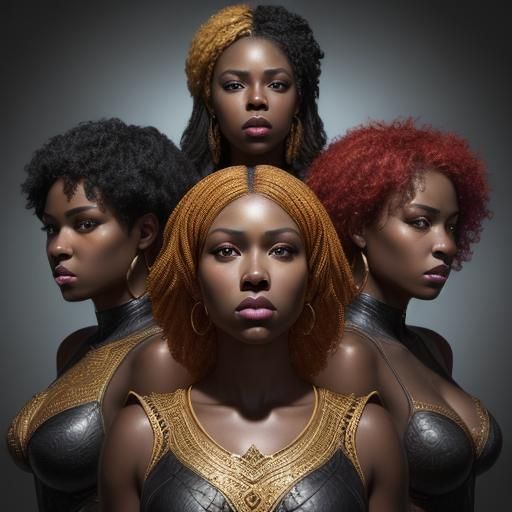 Hyperrealistic Portrait of Black Women in Splash Art Style