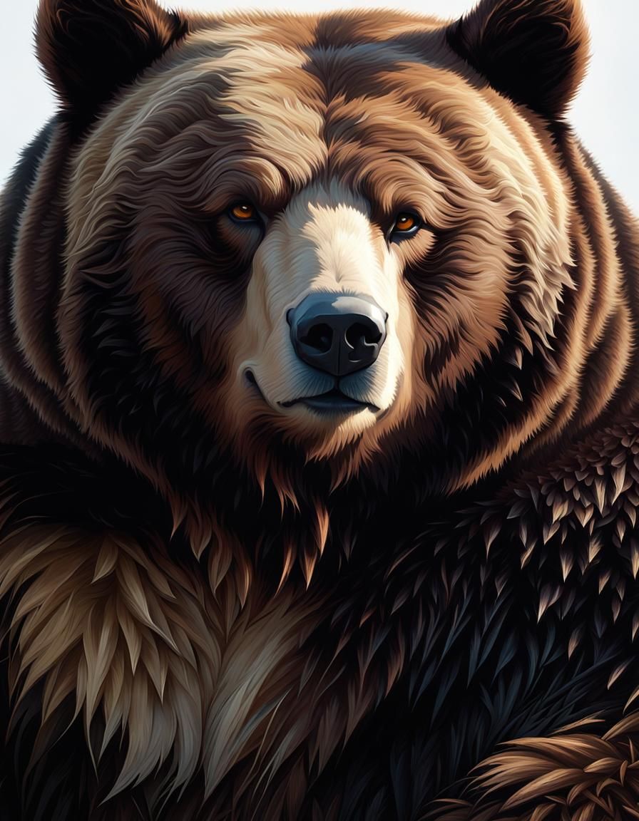 Cronenberg-esque Portrait: Confident Obese Bear with Reflect...