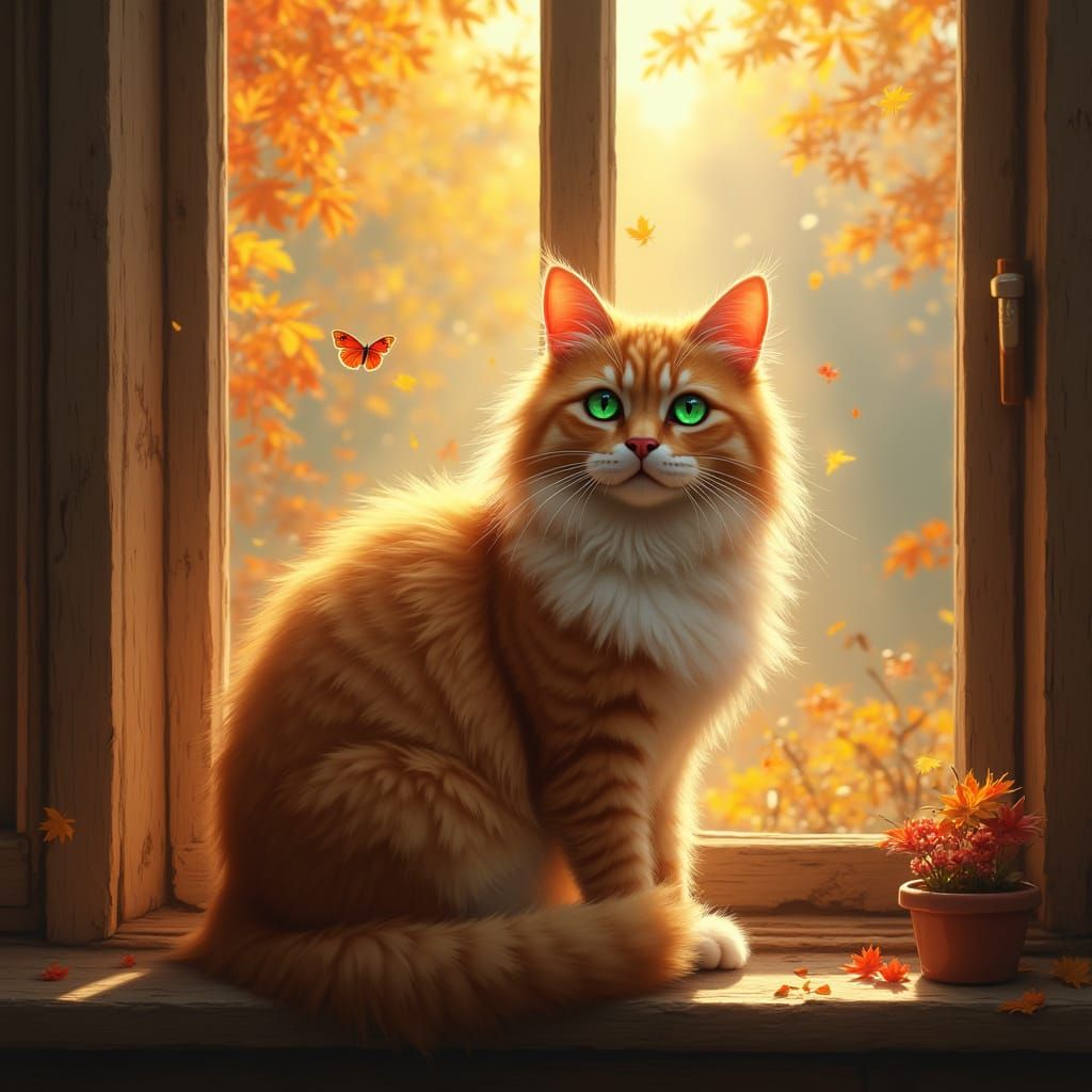 Regal Feline Basks in Golden Light