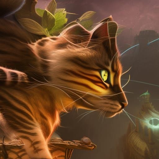Fantastical Cats in Detailed Digital Painting
