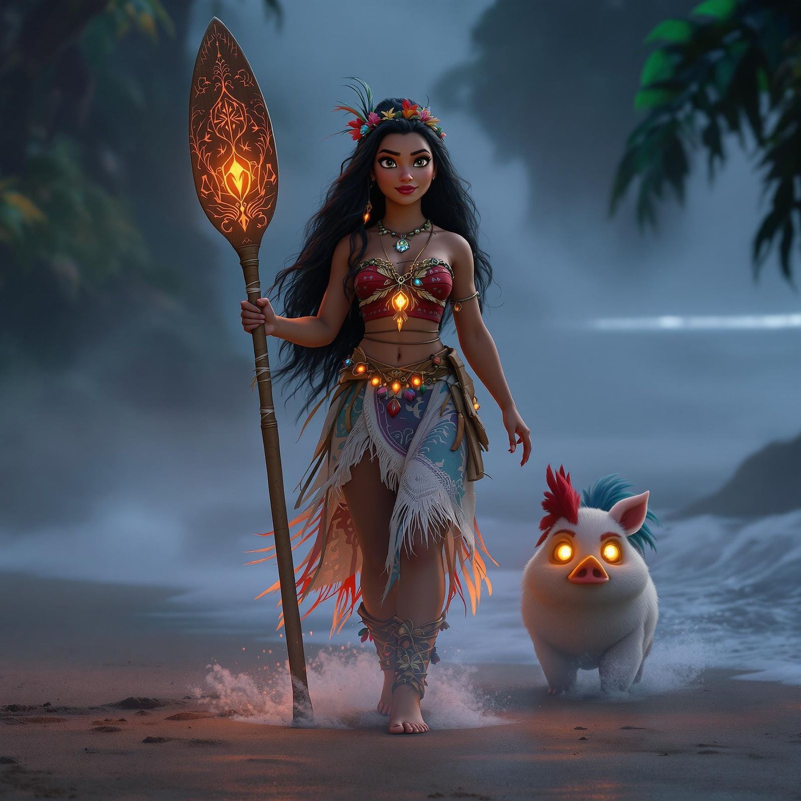 Moana as Enchanted Druid Maiden in Tropical Paradise