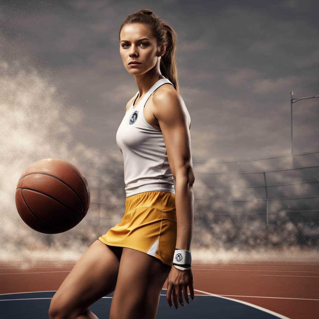 Young Athlete in Action on Netball Court
