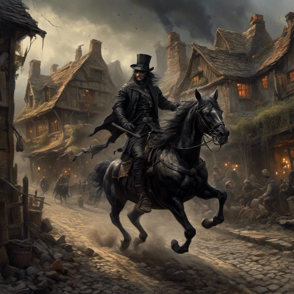 Highwayman Rides Violently into Dark Inn Yard