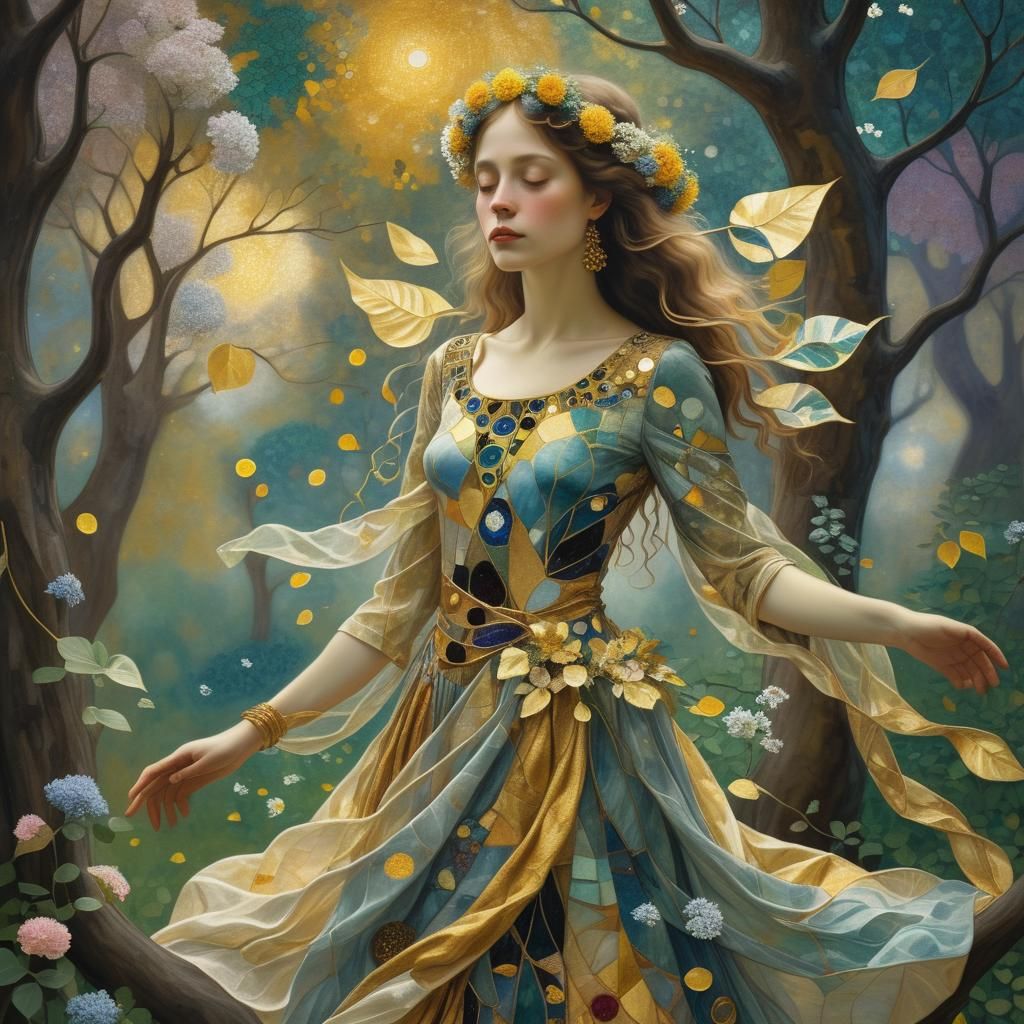 Woman in Nature Portrait with Gold Details