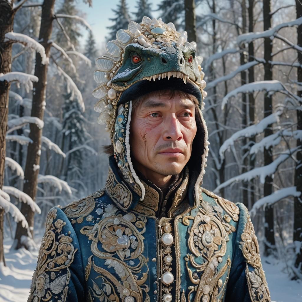 Stunning Cinematic Portrait of a Dinosaur in Elegant Russian...