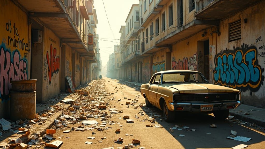 Abandoned Urban Street in Cinematic Style