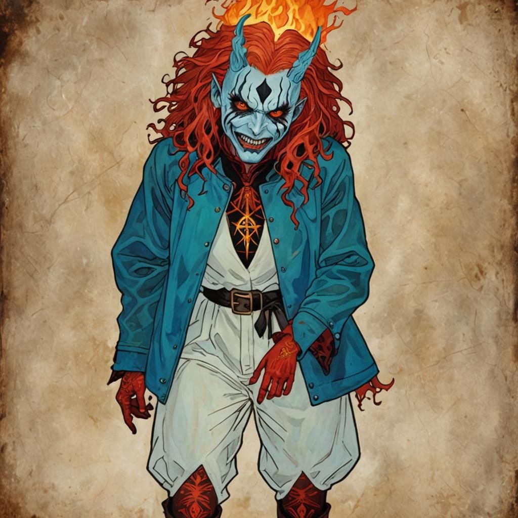 Entrancing Fire Witch in Biopunk Clockpunk Universe