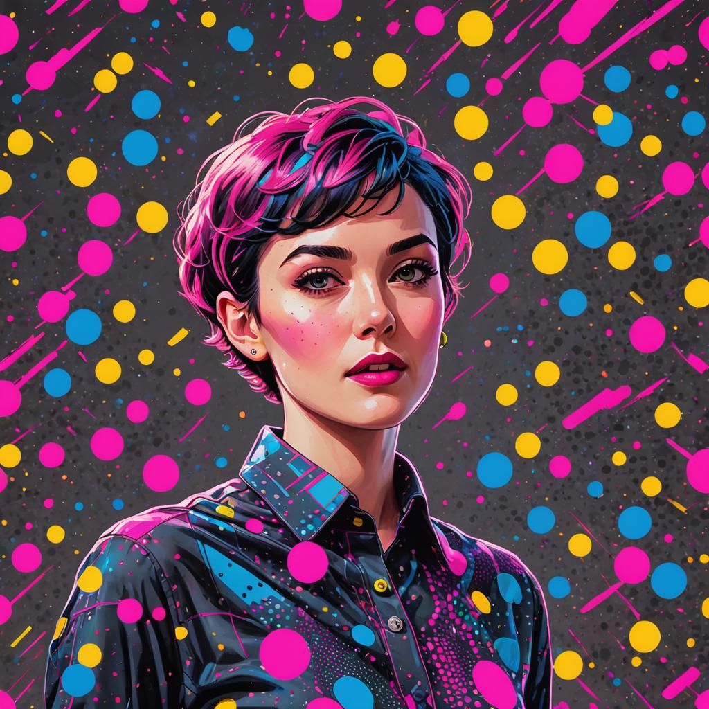 Pop Art Portrait: Girl in Dotted Shirt