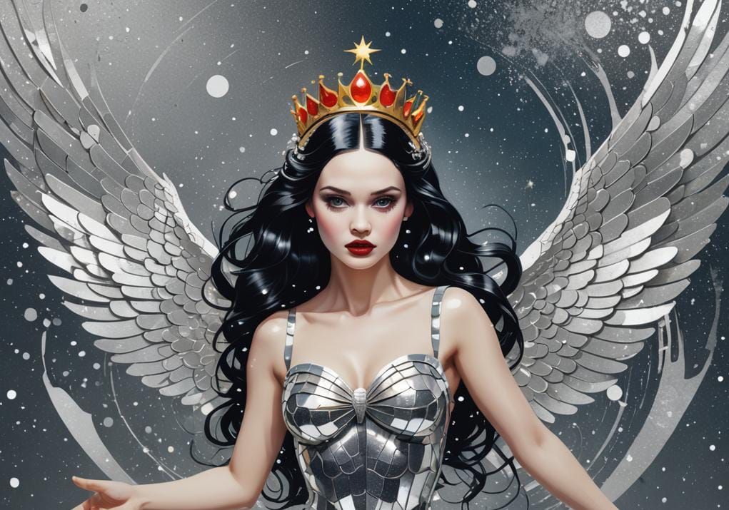 Snow White Space Mermaid Pop Art with Wings