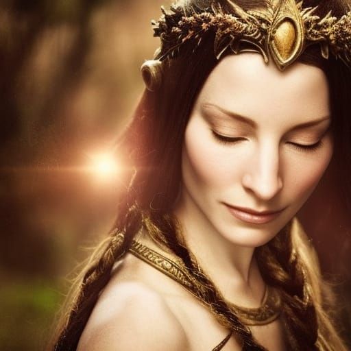 Beautiful Elven Bard Playing Lute in Digital Painting