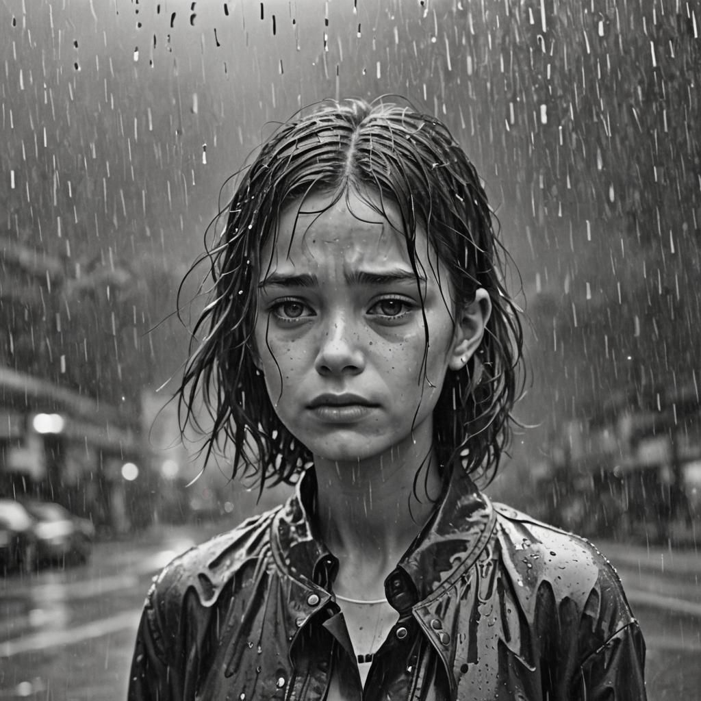 Rainy Night Tears in a Cityscape