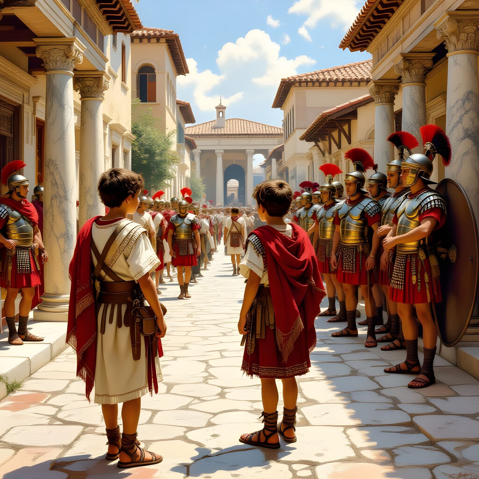 Ancient Rome Street Scene with Legionaries