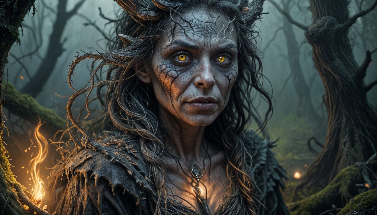 Mysterious Hag in a Dark Forest