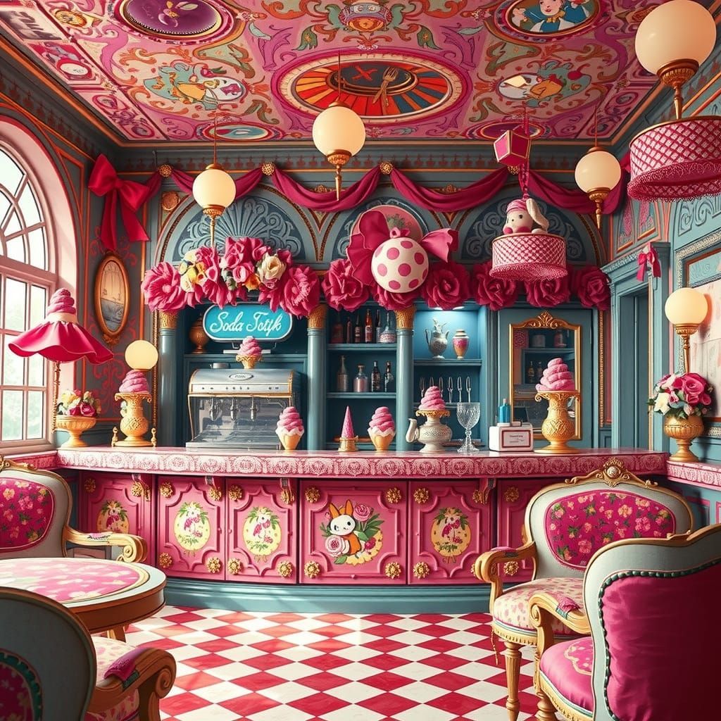 Whimsical Victorian Soda Shoppe in Soft, Cuddly Aesthetic