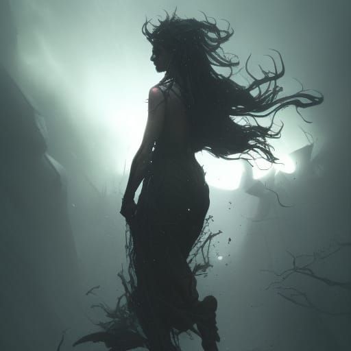 Dark Fantasy Ghost Witch in Detailed Digital Art