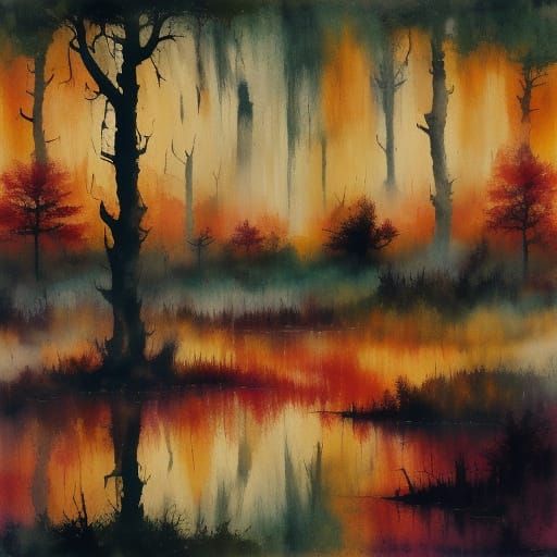 Solitary House: A Digital Painting in Abstract Style