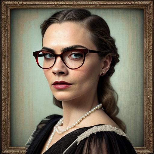 Vintage Glamour in Low-Poly Oil Painting