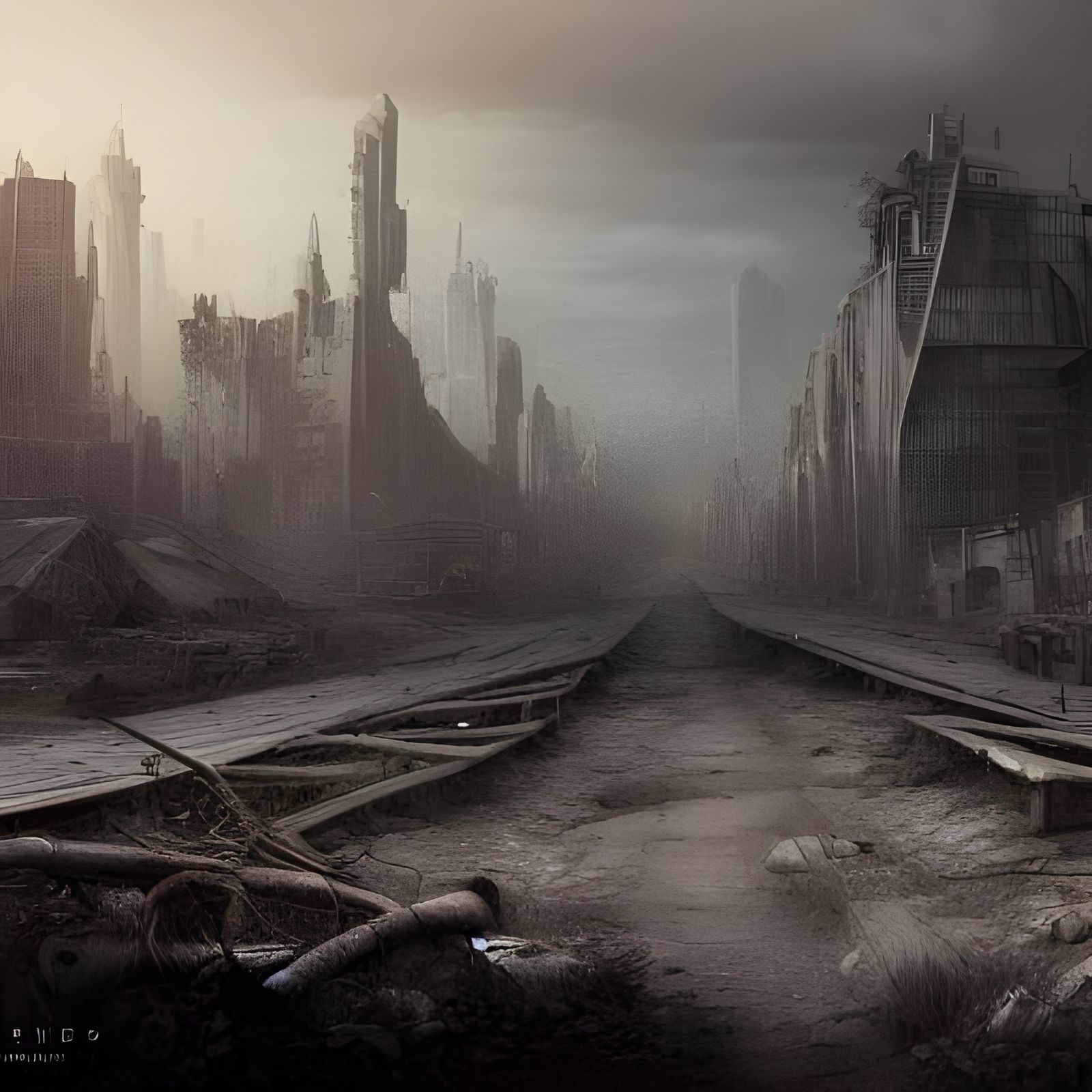 Detailed Matte Painting of Post-Apocalyptic Landscape