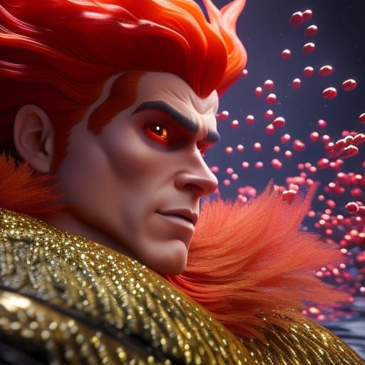 Merman with Fiery Red Hair in 3D Render
