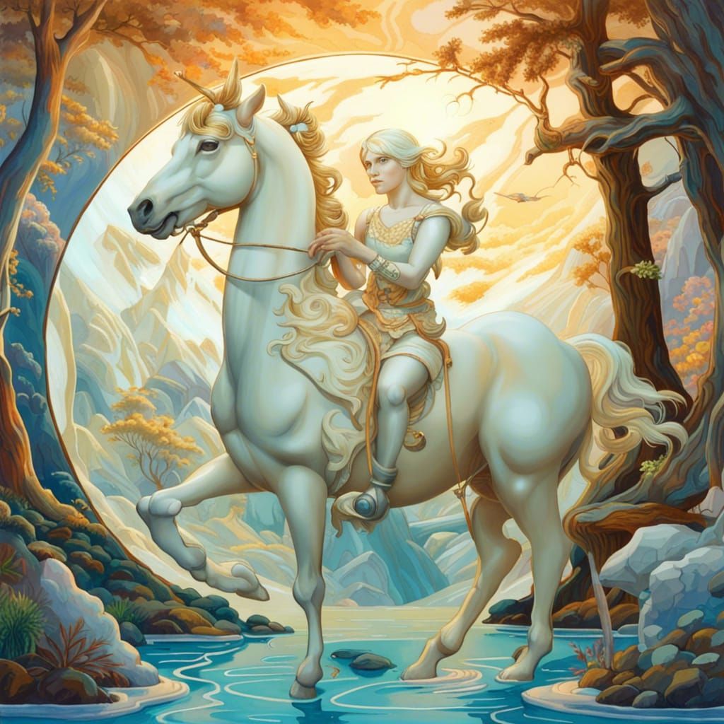 Fantasy Centaur in Radiant Scrimshaw Style