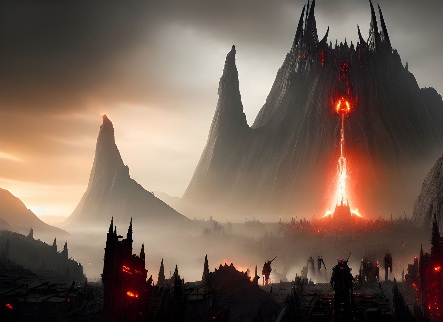 Epic Black Gate of Mordor: Hyperdetailed Matte Painting