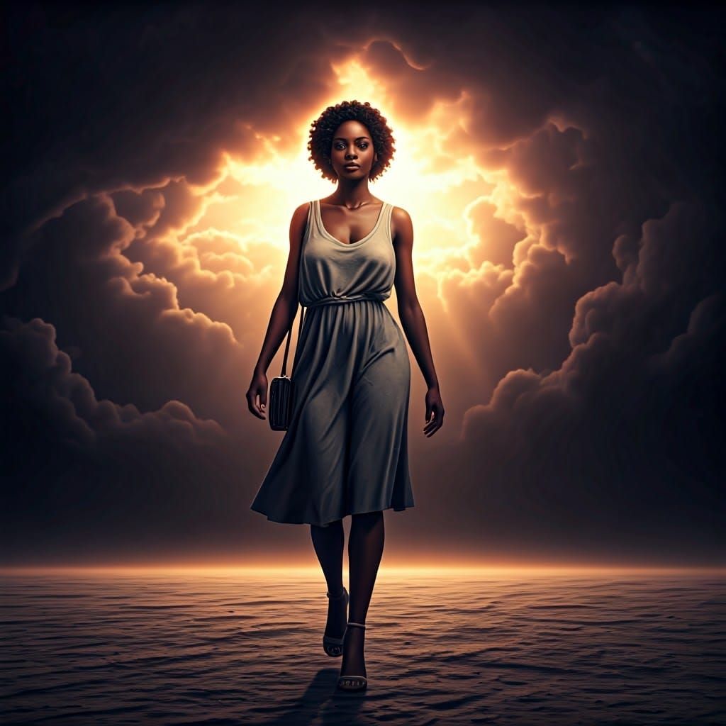 African American Woman in Shadow, Hyperreal 3D