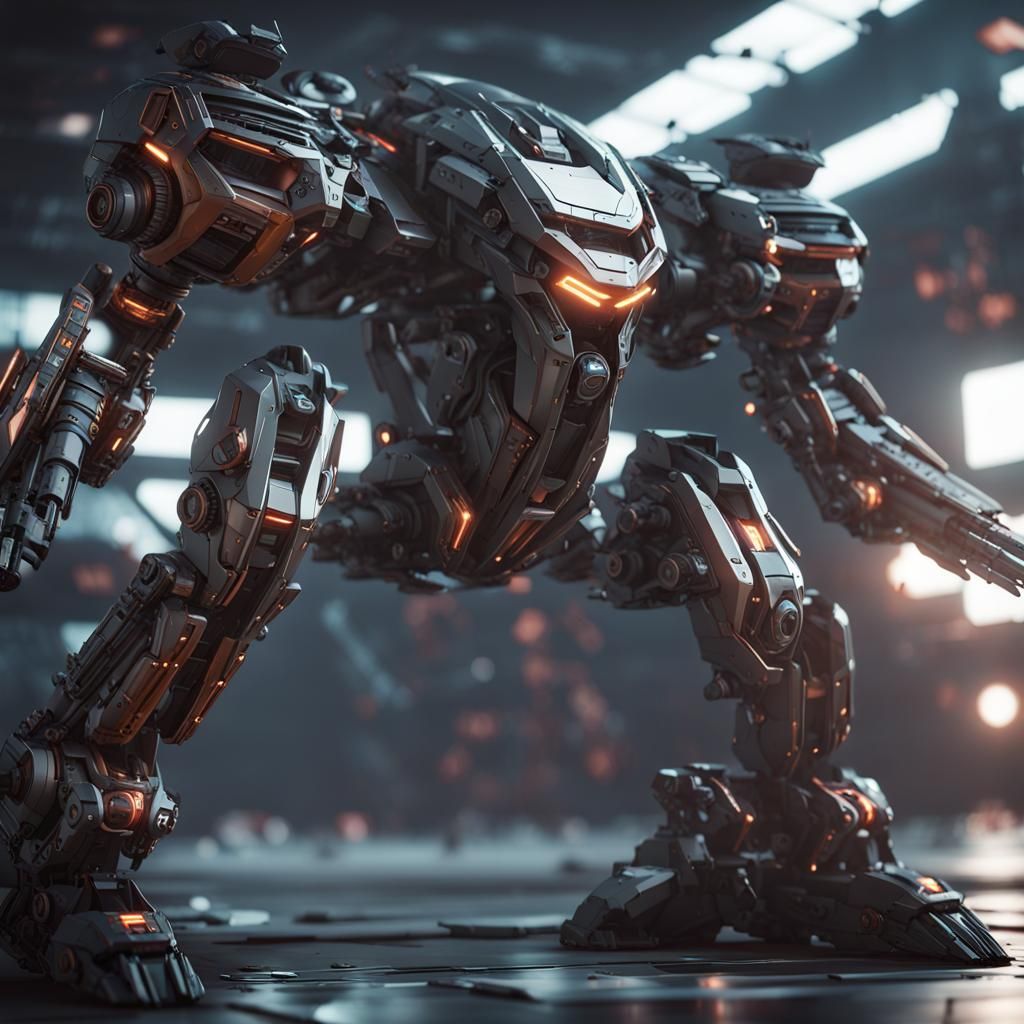 Futuristic Sharpshooter Fighter Mech in Sci-Fi Style