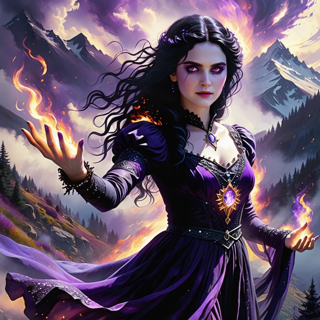 Yennefer of Vengerberg Wields Fire in Ethereal Fantasy