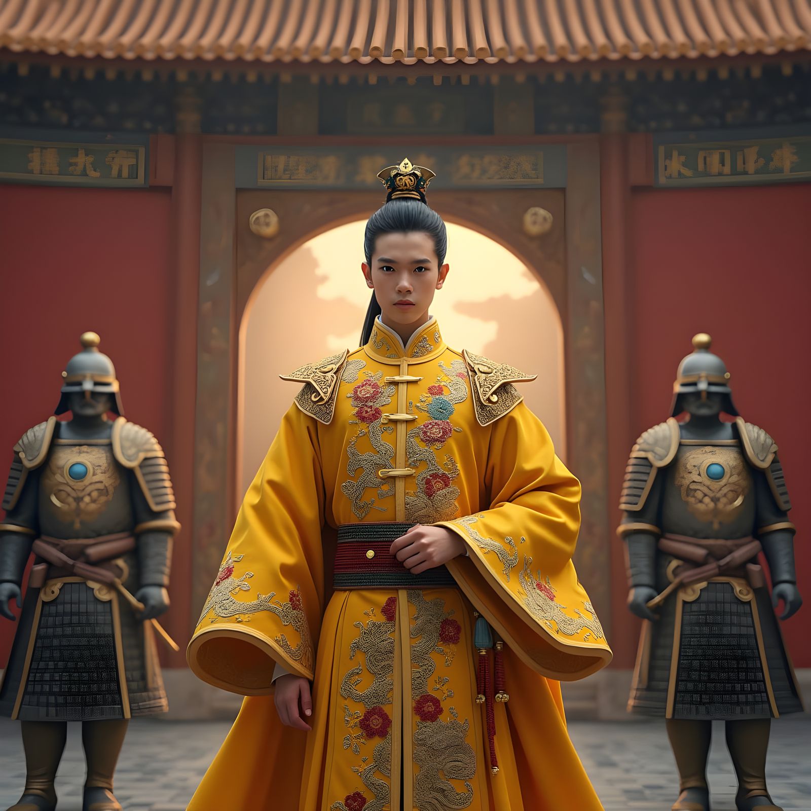 Tang Dynasty Prince Stands Guard at the Forbidden City Gates