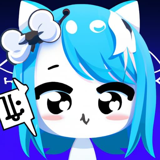 Cute Kawaii Blue and White Discord Kitten Avatar