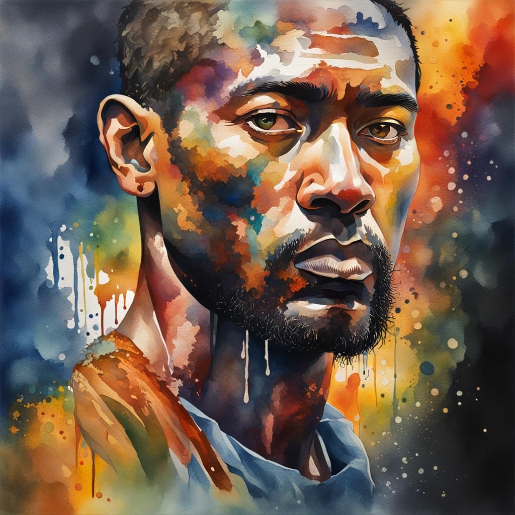 Mysterious Figures in Watercolor Splash Art