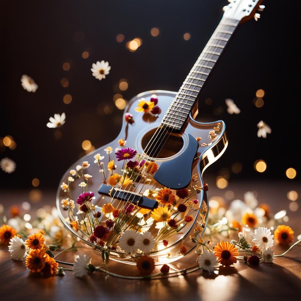 Dried Flowers and Music Notes in Glass